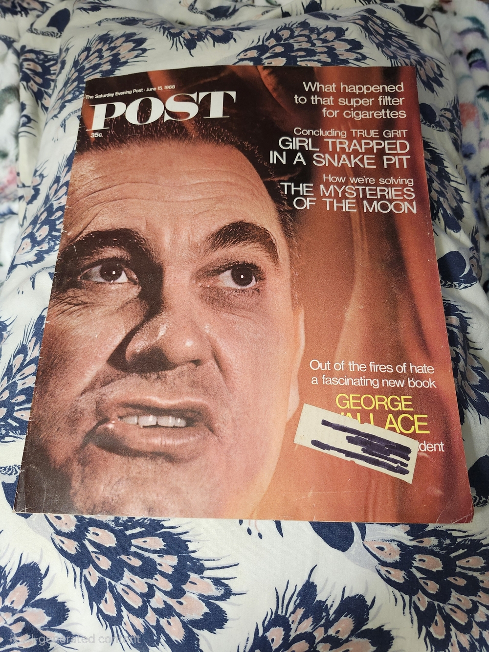 Vintage June 15, 1968 The Saturday Evening Post- George Wallace on Cover
